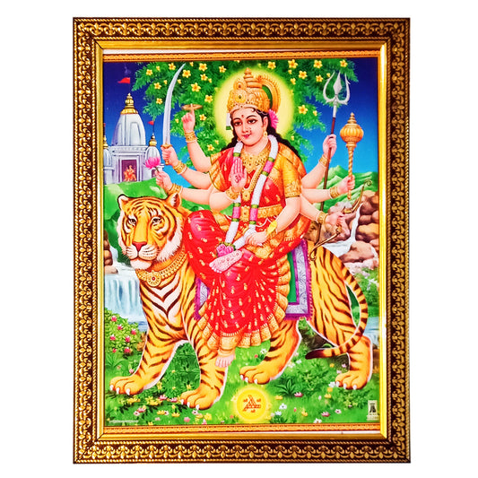 Durga Devi / Ma Ambe / Sherawali Ma Photo Frame (10 Inches * 12.5 Inches)