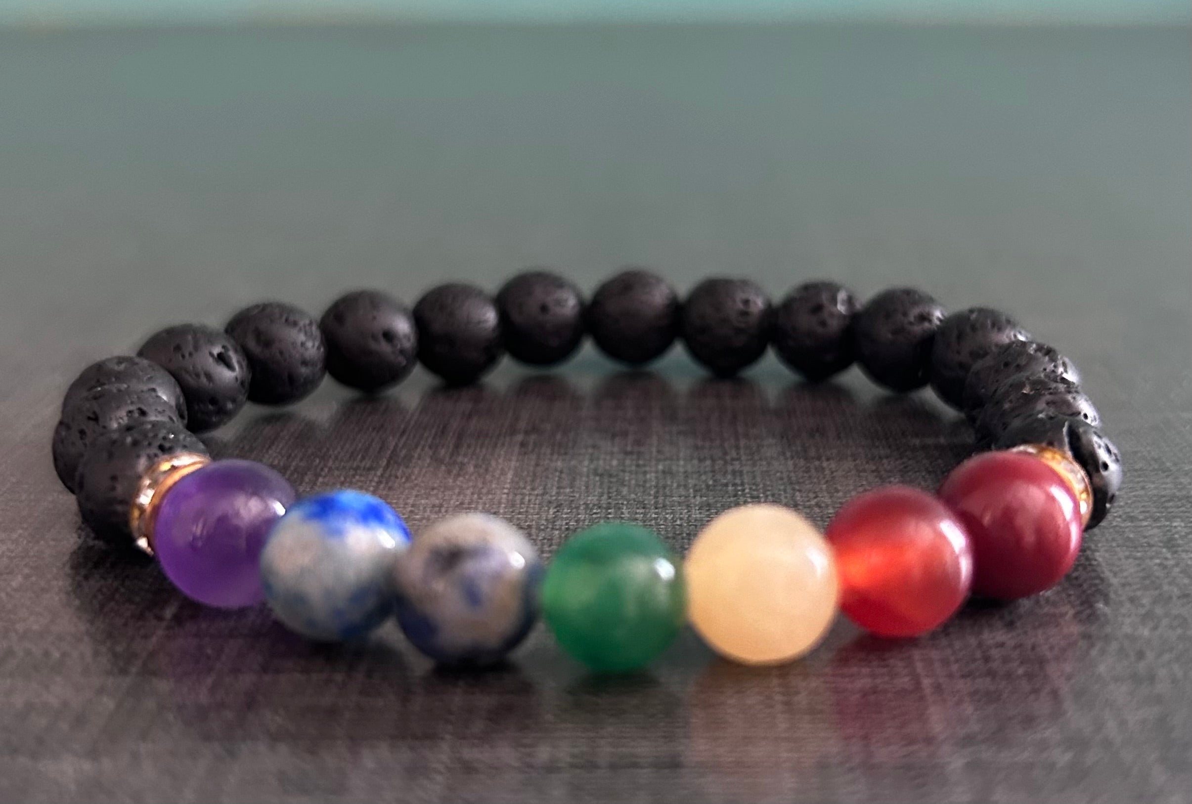 Gustave 7 Chakras Healing Crystals Bracelet, Natural Lava Stone Essential  Oll Diffuser Bracelet Meditation Beads for Stress Relief 
