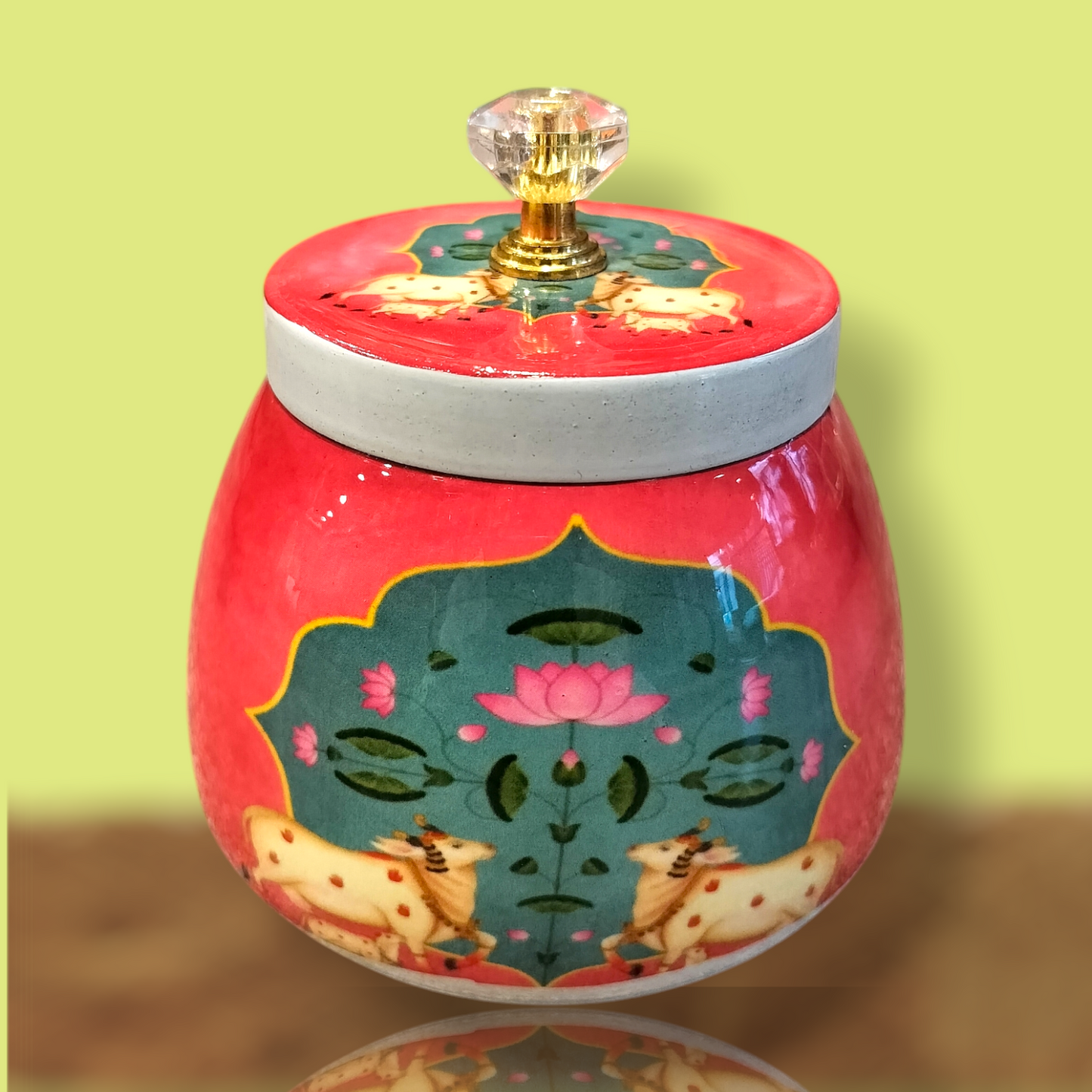 Pichhwai Cow Jar - 4 Inches Height