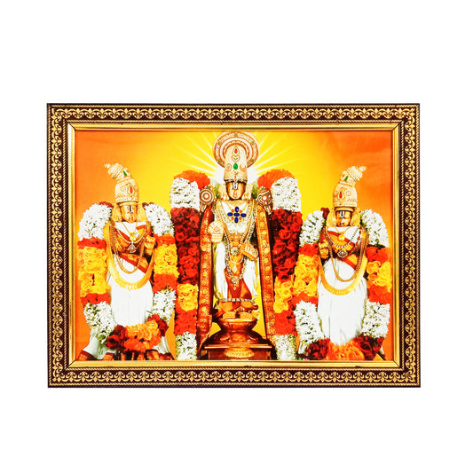 Tirupati Venkateswara Swamy / Lord Balaji with Devi Padmavathi and Devi Laxmi Photo Frame (10 Inches * 12.5 Inches)