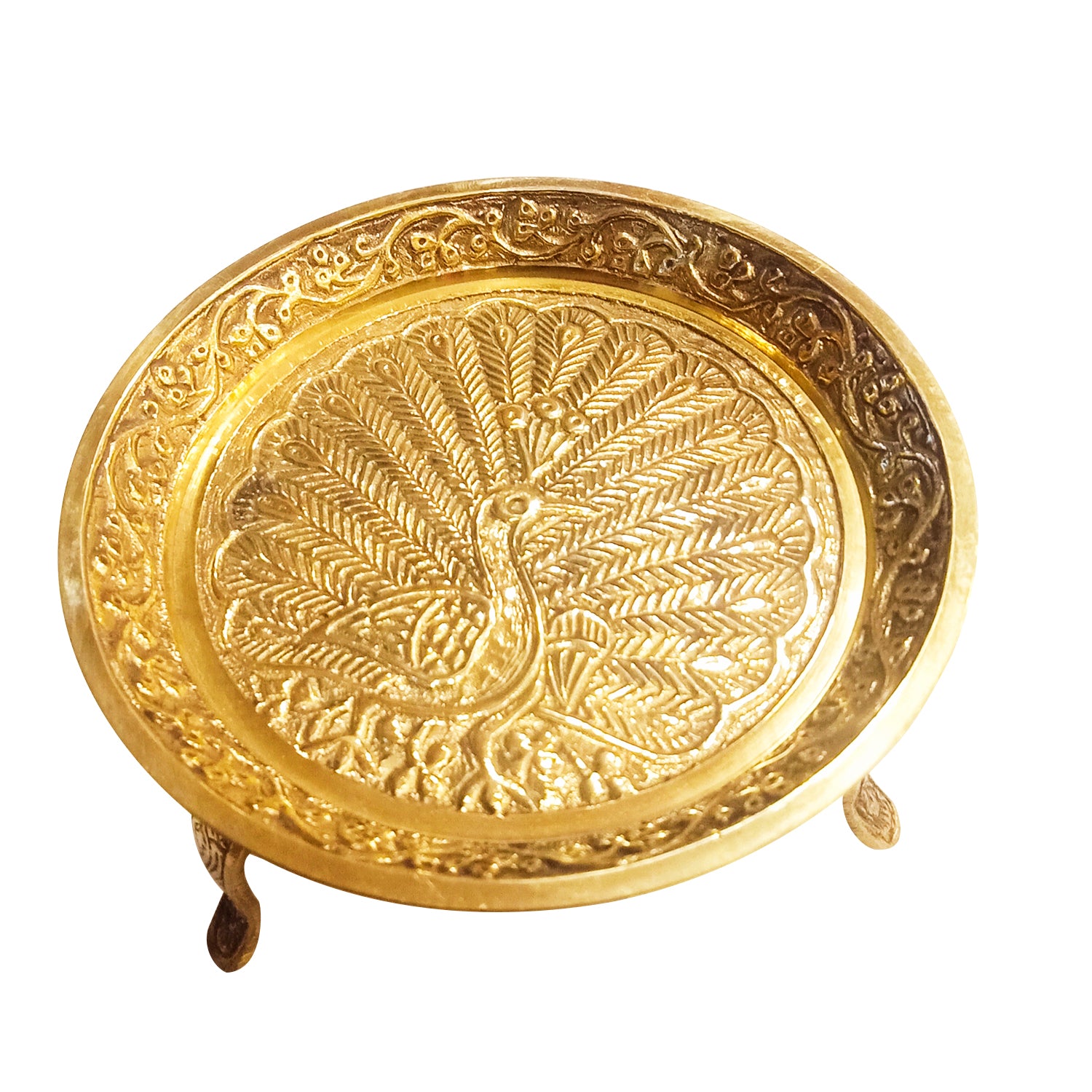 Brass Peacock Plate for Pooja Items / Bhog / Prasad – Pooja Ghar