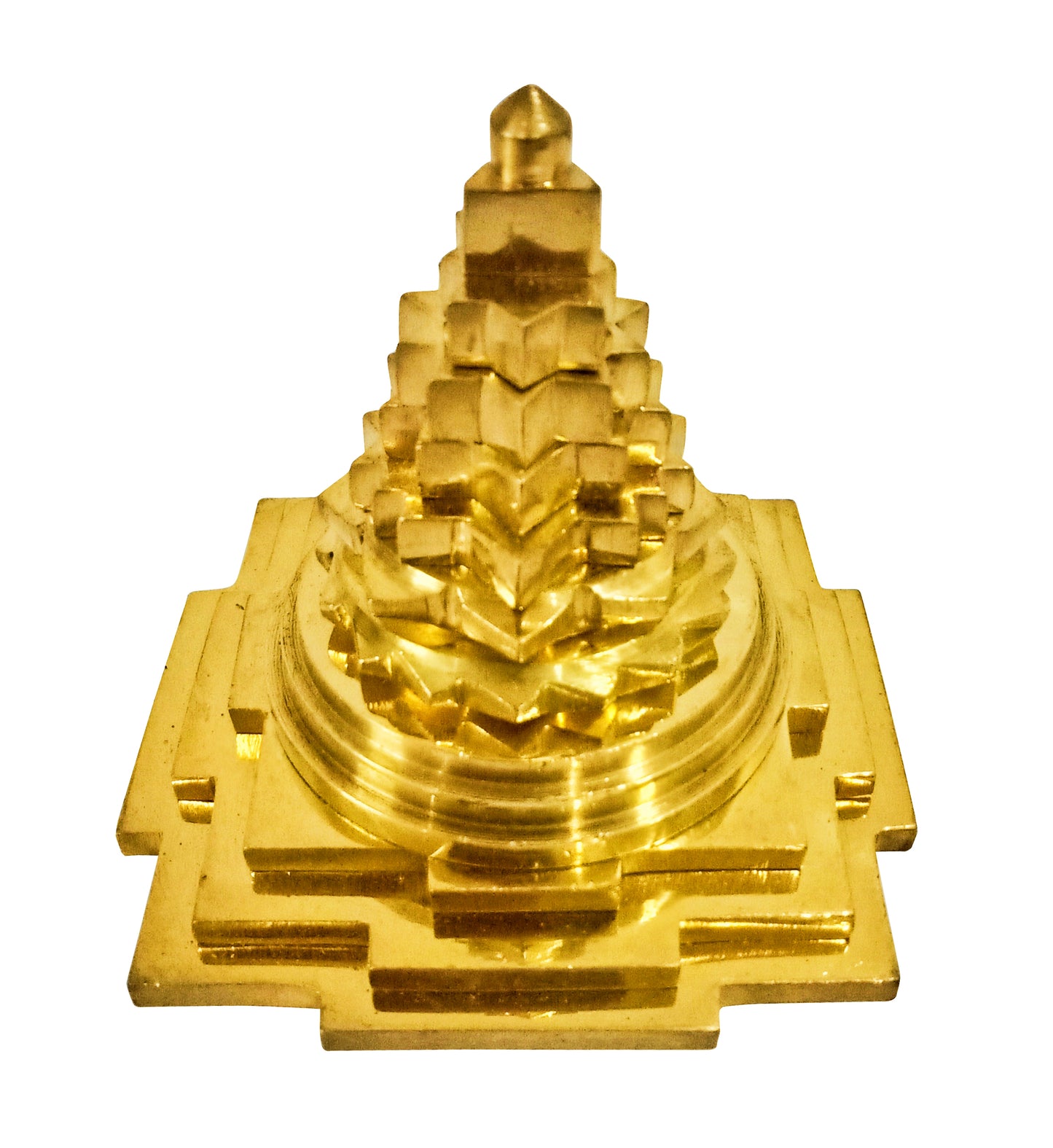 Yantra 3D Brass Meru Sree Yantra for Home Pooja Health Wealth and Prosperity (3 Inches * 3 Inches)