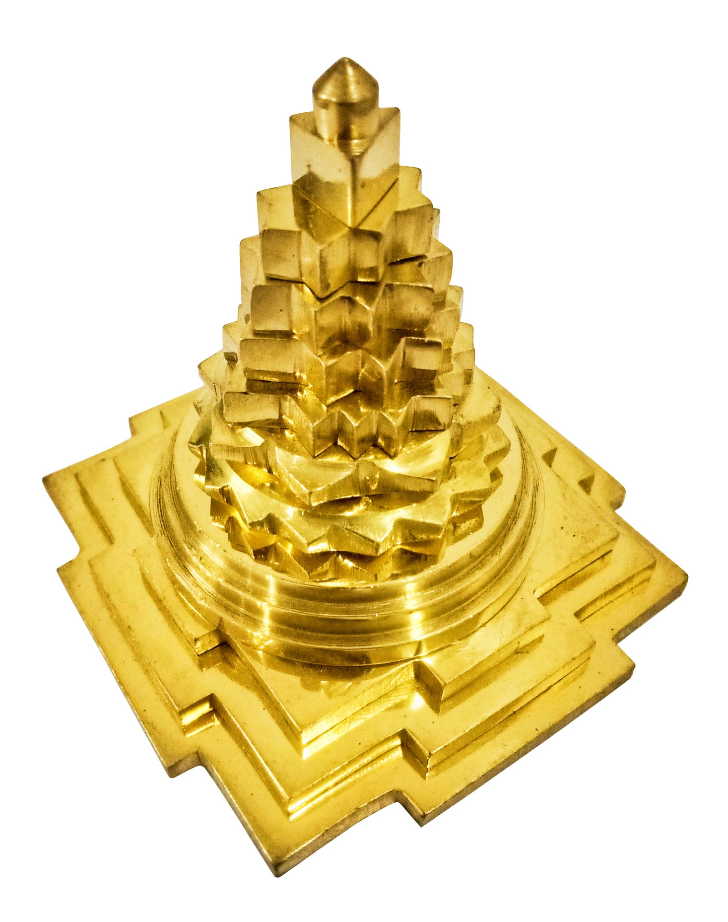 Yantra 3D Brass Meru Sree Yantra for Home Pooja Health Wealth and Prosperity (3 Inches * 3 Inches)