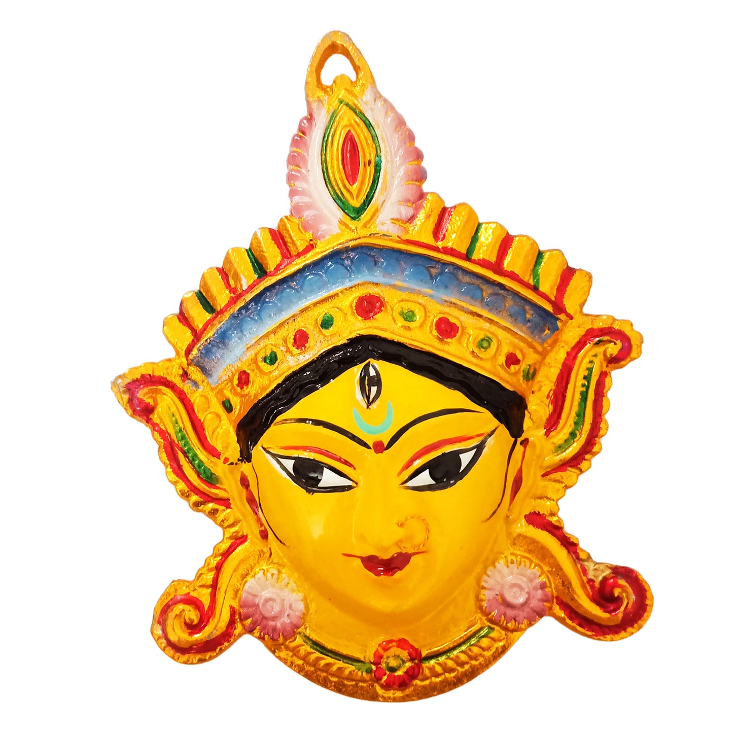 Maa Kali Maha Kaali Metal Face / Nazar Battu Evil Eye Protector / Vastu Wall Hanging Decor for your Pooja Ghar, Home, Shop