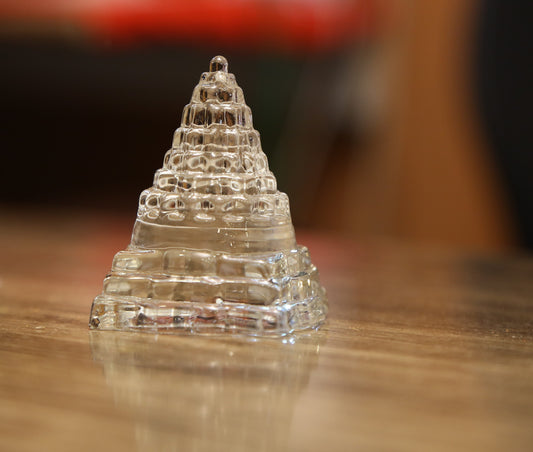 Yantra 3D Sphatik Meru Sree Yantra for Home Pooja, Health, Wealth and Prosperity (1.5 Inches * 1.5 Inches)