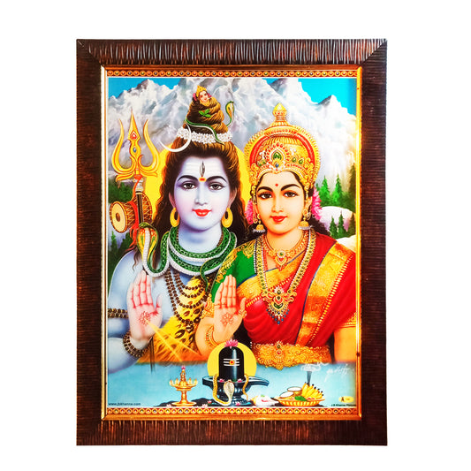 Lord Shiva Maa Parvati Photo Frame for Temple Home Office (10 Inches * 12.5 inches)