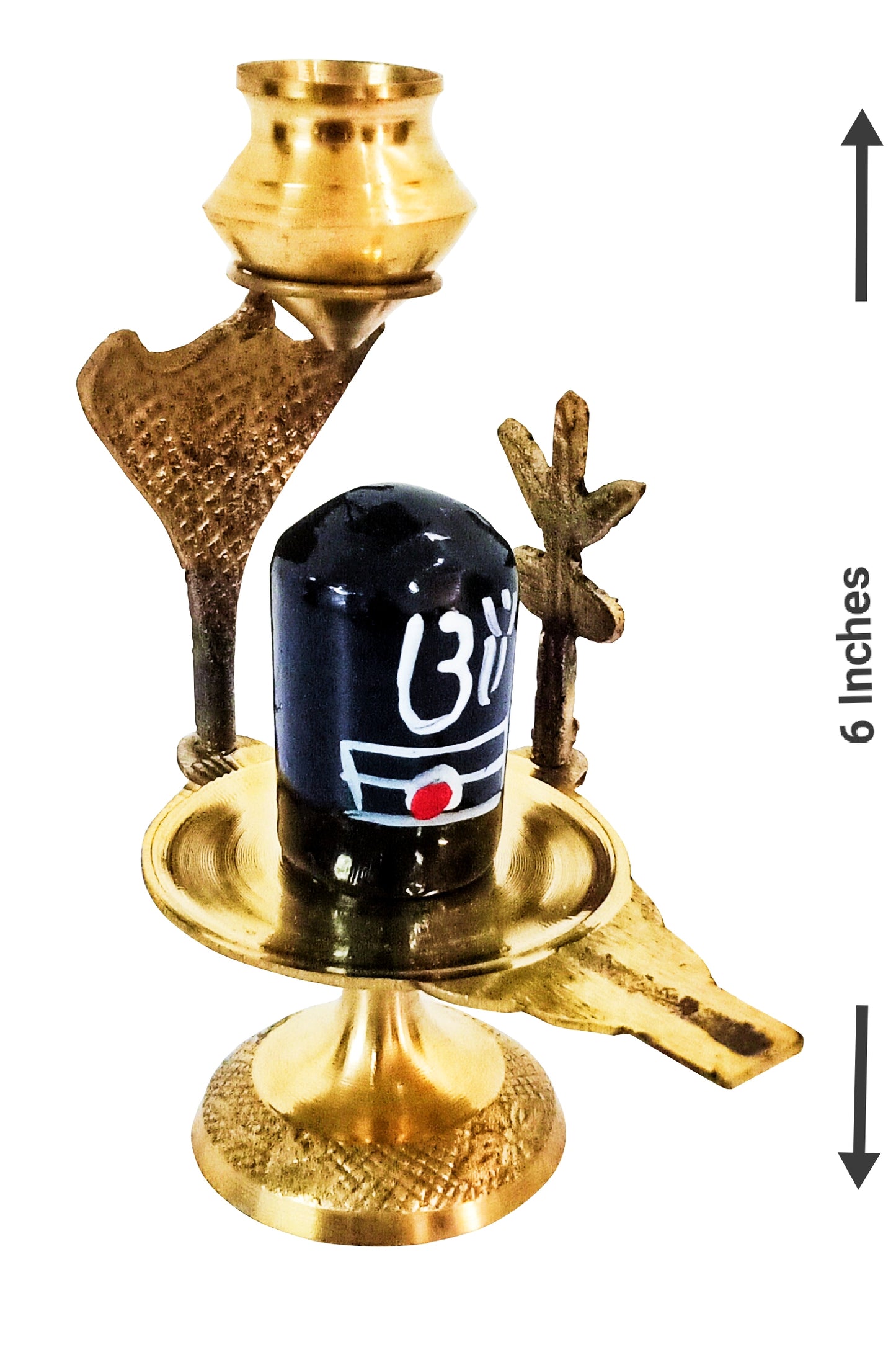 Lord Shiva Brass Shiva Lingam Abhishek Patra with Trishul and Nag for Puja Room