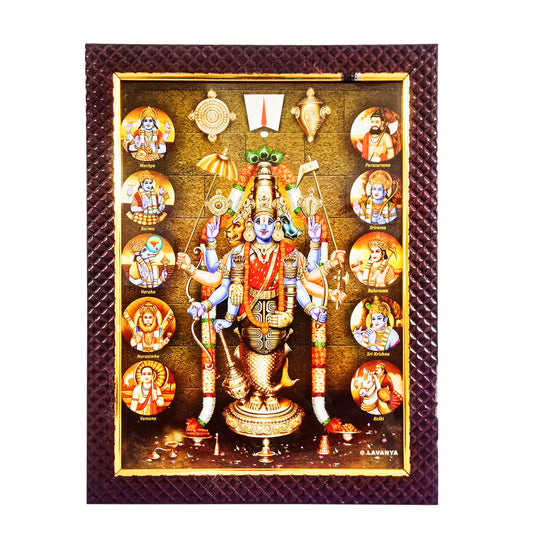 Lord Vishnu Dashavtaar Photo Frame for Temple / Home / Office (10 Inches * 12.5 Inches)